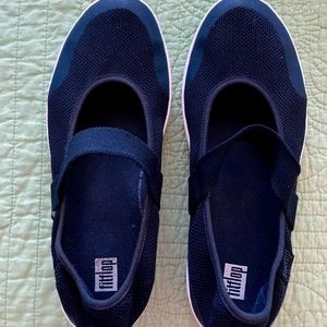 Navy Blue Fitflops Marbleknit Mary Janes Size 9